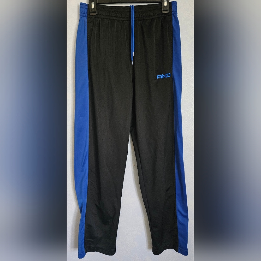AND1 Mens Black Blue Track Sweatpants S